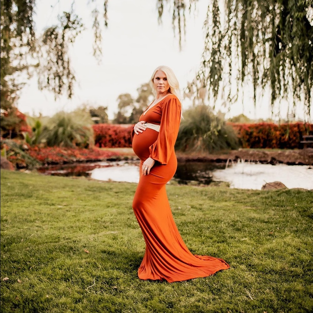 Sew Trendy Burnt Orange Maternity Gown